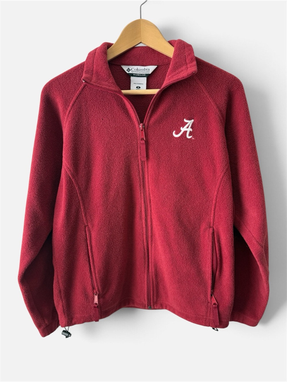 Columbia Alabama Crimson Tide Men’s S Red Fleece Embroidered ‘A’ Full Zip Jacket